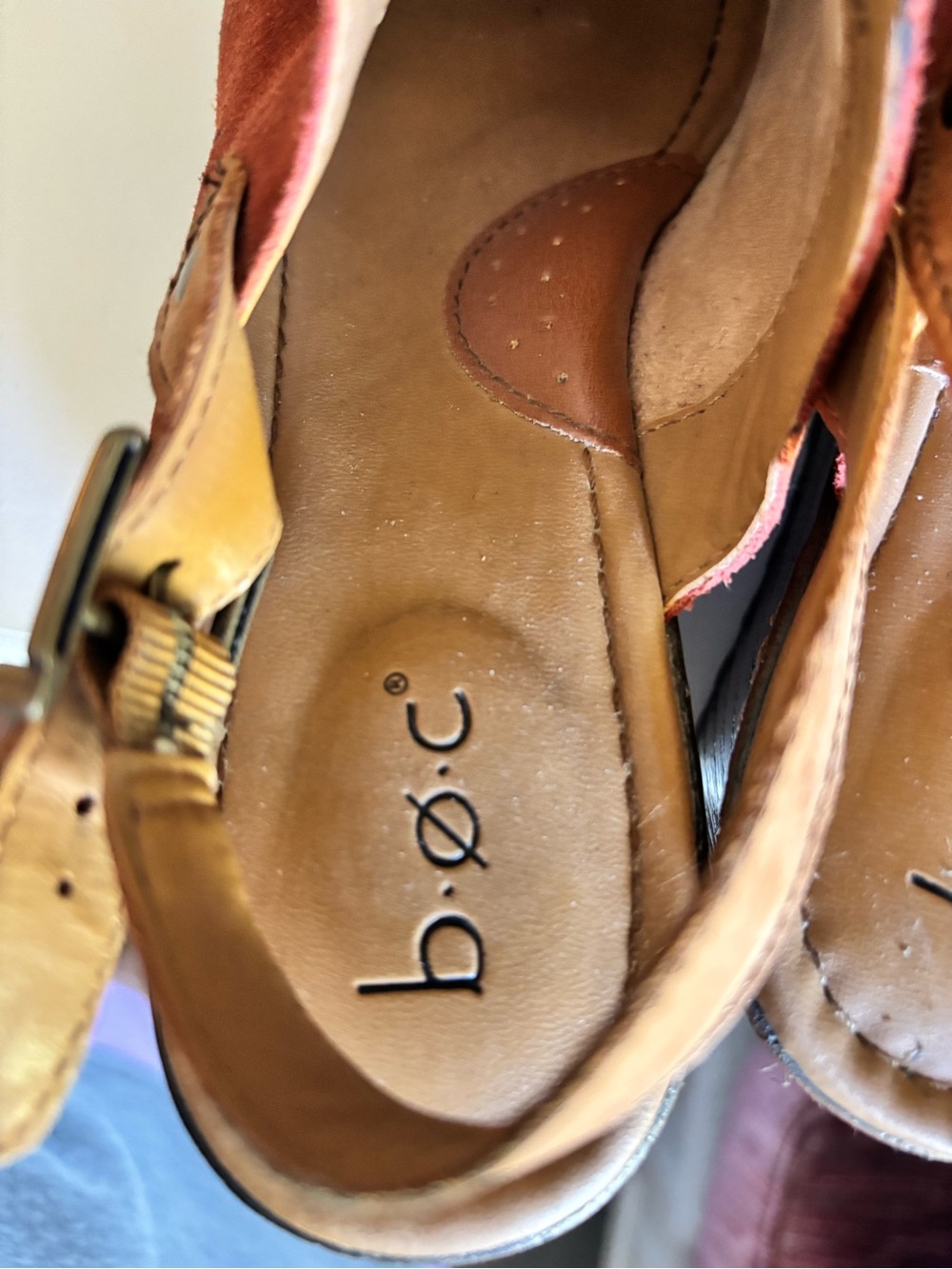 Born Boc Picante Rust Suede May Slingback Platform Wedge 8 - Picture 5 of 9